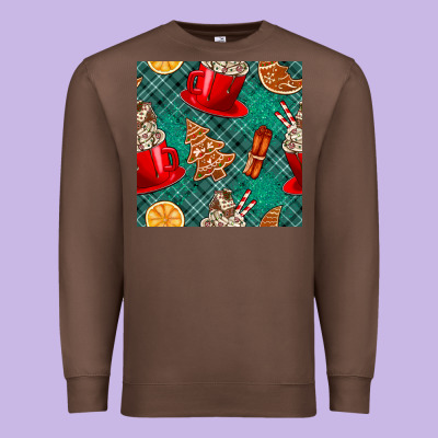 Christmas Hot Chocolate And Cookie Seamless Pattern Premium Sweatshirt Designed By Bundleandbundleshop