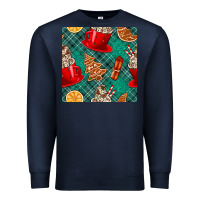 Navy christmas hot chocolate and cookie seamless pattern Premium Sweatshirt - BundleAndBundleShop