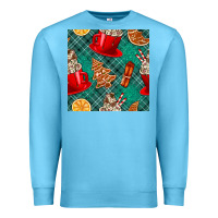Ocean Blue christmas hot chocolate and cookie seamless pattern Premium Sweatshirt - BundleAndBundleShop