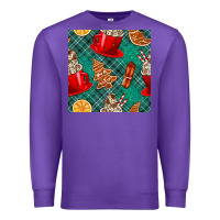 Purple christmas hot chocolate and cookie seamless pattern Premium Sweatshirt - BundleAndBundleShop