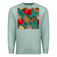 Seafoam christmas hot chocolate and cookie seamless pattern Premium Sweatshirt - BundleAndBundleShop