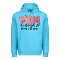 Ocean Blue mom in every season, she shines with grace Premium Hoodie - MaliasSmallBusiness