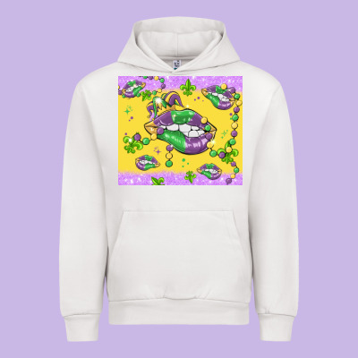 Mardi Gras Lips Urban Hoodie Designed By Maliassmallbusiness