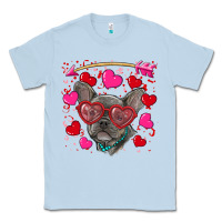 Dusty Blue valentine's day french bulldog puppy Classic Tee - RanaPortraitStore