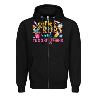 Black coffee scrubs and rubber gloves Zipper Hoodie - texasbilliewilder