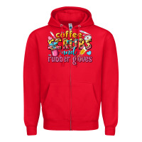 Red coffee scrubs and rubber gloves Zipper Hoodie - texasbilliewilder