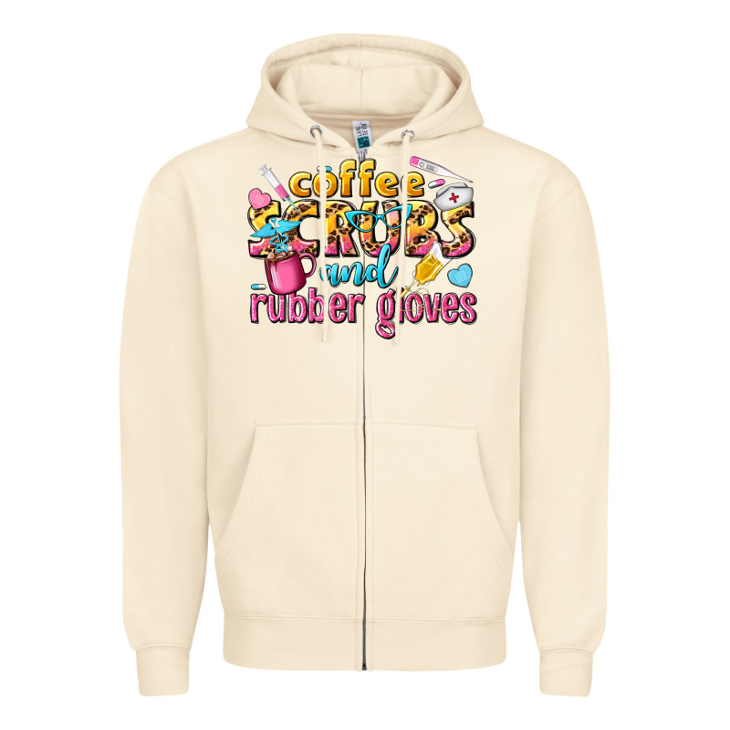 Coffee Scrubs And Rubber Gloves Zipper Hoodie by texasbilliewilder | Teevron