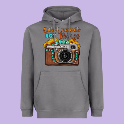 Collect Moments Not Things Sunflower Gemstone Vintage Camera Heavyweight Hoodie Designed By Fadigitalartstudio