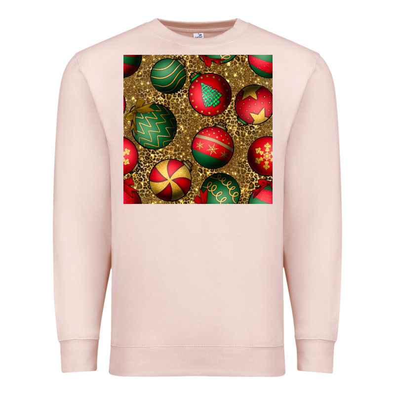 Christmas Ornaments And Leopard Seamless Pattern Premium Sweatshirt by BundleAndBundleShop | Teevron