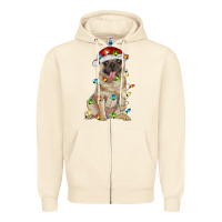Sandshell pug with christmas lights Zipper Hoodie - RanaPortraitStore