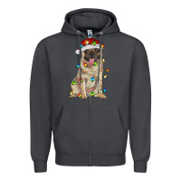 Smoke pug with christmas lights Zipper Hoodie - RanaPortraitStore