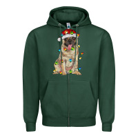 Sports Green pug with christmas lights Zipper Hoodie - RanaPortraitStore