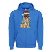 True Royal pug with christmas lights Zipper Hoodie - RanaPortraitStore