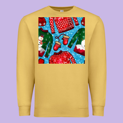 Christmas Clothes Seamless Pattern Premium Sweatshirt Designed By Bundleandbundleshop