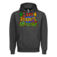 Charcoal Heather love support advocate Zipper Hoodie - Zillion Design Studio