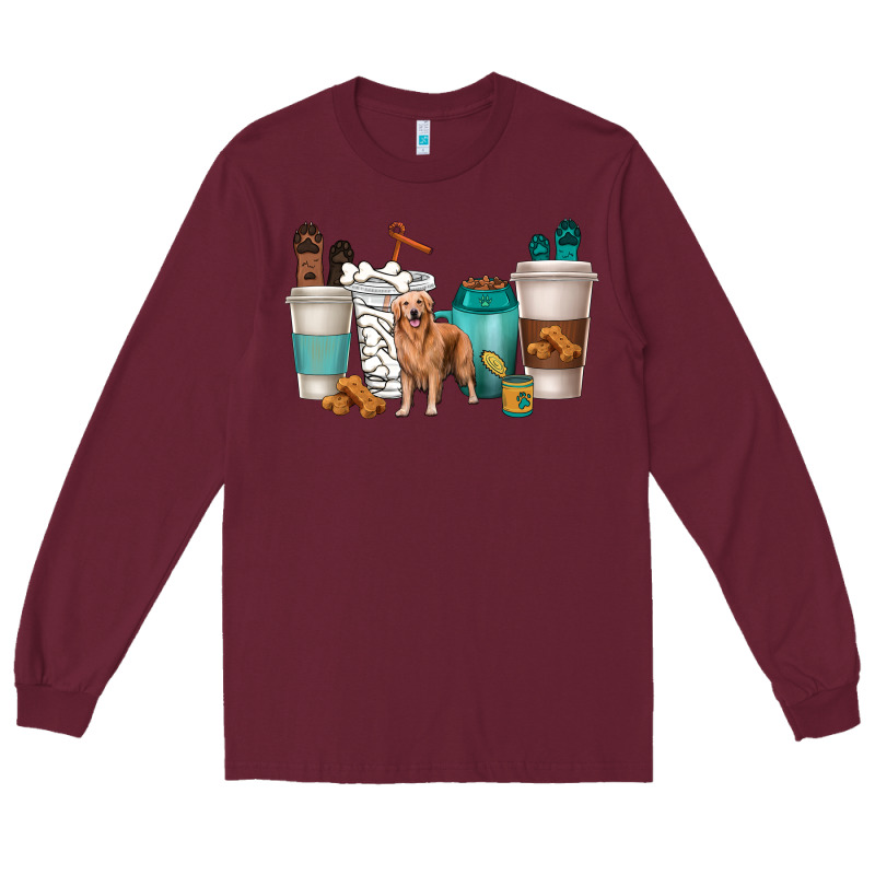 Golden Retriever Dog Coffee Cups Long Sleeve Tee by texasbilliewilder | Teevron