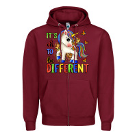 Burgundy it's ok to be different Zipper Hoodie - Zillion Design Studio