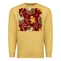 Antique Gold christmas gingerbread cookie house seamless pattern Premium Sweatshirt - BundleAndBundleShop