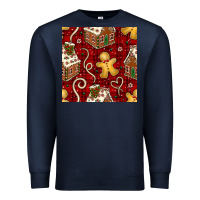Navy christmas gingerbread cookie house seamless pattern Premium Sweatshirt - BundleAndBundleShop