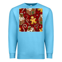 Ocean Blue christmas gingerbread cookie house seamless pattern Premium Sweatshirt - BundleAndBundleShop