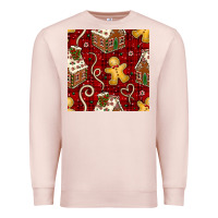 Pale Pink christmas gingerbread cookie house seamless pattern Premium Sweatshirt - BundleAndBundleShop