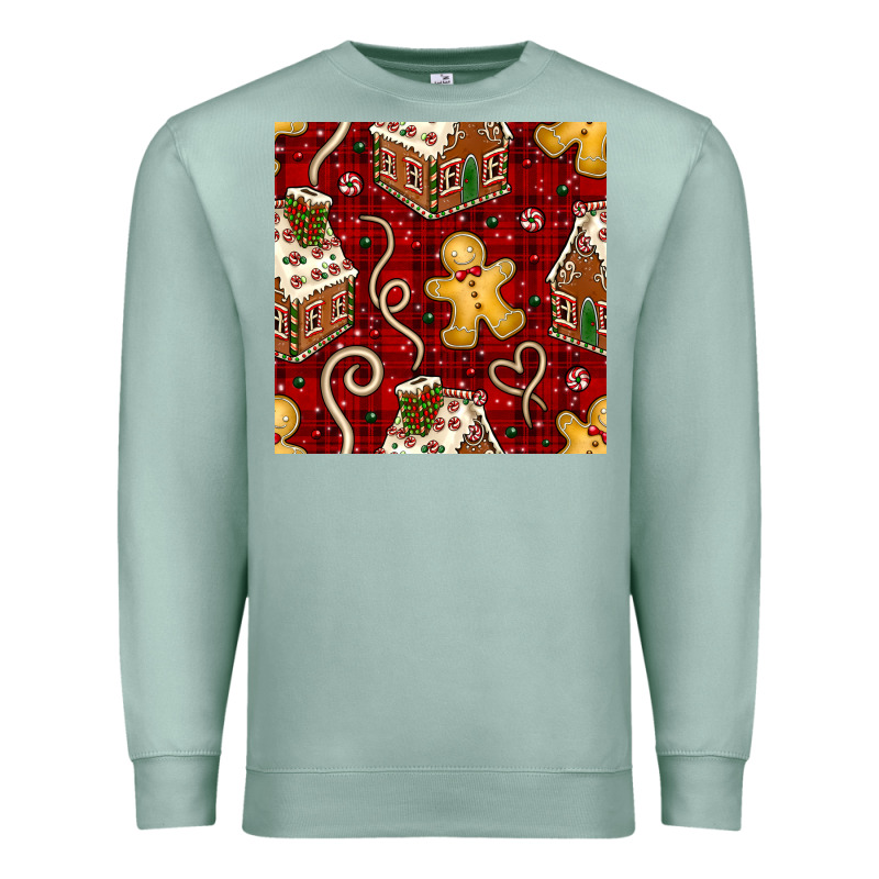 Christmas Gingerbread Cookie House Seamless Pattern Premium Sweatshirt by BundleAndBundleShop | Teevron