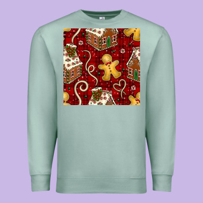 Christmas Gingerbread Cookie House Seamless Pattern Premium Sweatshirt Designed By Bundleandbundleshop