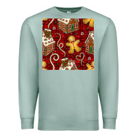 Seafoam christmas gingerbread cookie house seamless pattern Premium Sweatshirt - BundleAndBundleShop