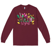 Burgundy hair stylist Long Sleeve Tee - texasbilliewilder