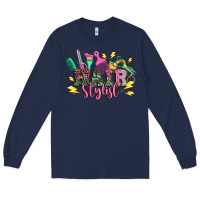 Navy hair stylist Long Sleeve Tee - texasbilliewilder