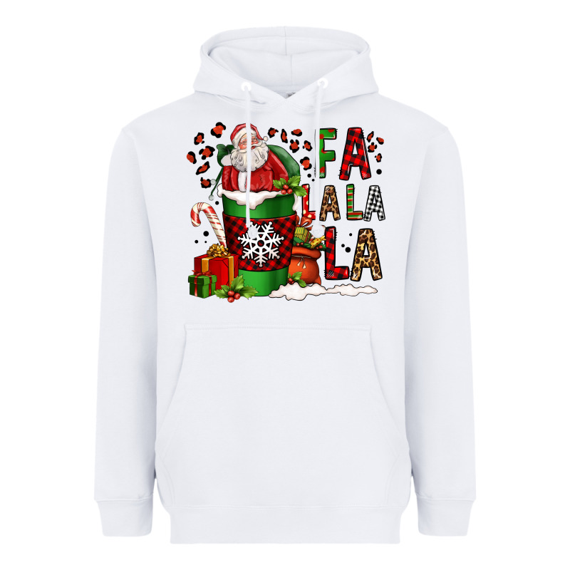 Fa La La La La Christmas Santa Claus Coffee Cup Heavyweight Hoodie by FaDigitalArtStudio | Teevron