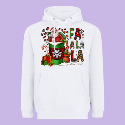Fa La La La La Christmas Santa Claus Coffee Cup Heavyweight Hoodie Designed By Fadigitalartstudio