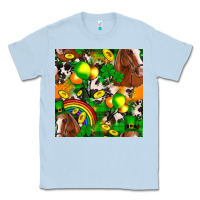 Dusty Blue St. Patrick's Day Horse With Balloons Classic Tee - FaDigitalArtStudio