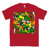 Red St. Patrick's Day Horse With Balloons Classic Tee - FaDigitalArtStudio