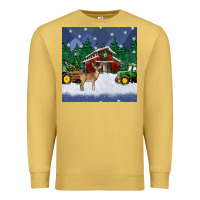 Antique Gold christmas town and farm tractor seamless pattern Premium Sweatshirt - BundleAndBundleShop