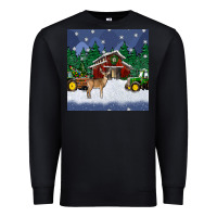 Black christmas town and farm tractor seamless pattern Premium Sweatshirt - BundleAndBundleShop
