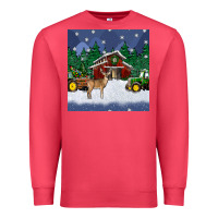 Cardinal christmas town and farm tractor seamless pattern Premium Sweatshirt - BundleAndBundleShop