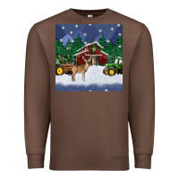 Chestnut christmas town and farm tractor seamless pattern Premium Sweatshirt - BundleAndBundleShop