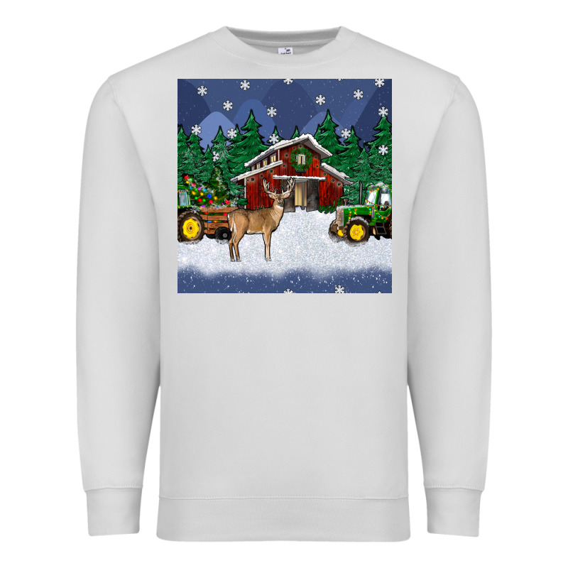 Christmas Town And Farm Tractor Seamless Pattern Premium Sweatshirt by BundleAndBundleShop | Teevron