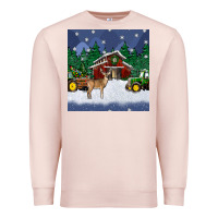 Pale Pink christmas town and farm tractor seamless pattern Premium Sweatshirt - BundleAndBundleShop