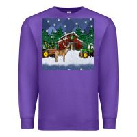 Purple christmas town and farm tractor seamless pattern Premium Sweatshirt - BundleAndBundleShop