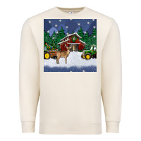 Sandshell christmas town and farm tractor seamless pattern Premium Sweatshirt - BundleAndBundleShop