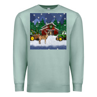 Seafoam christmas town and farm tractor seamless pattern Premium Sweatshirt - BundleAndBundleShop