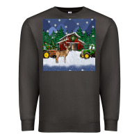 Smoke christmas town and farm tractor seamless pattern Premium Sweatshirt - BundleAndBundleShop