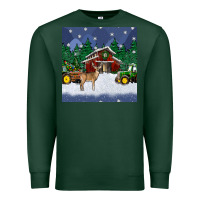 Sports Green christmas town and farm tractor seamless pattern Premium Sweatshirt - BundleAndBundleShop
