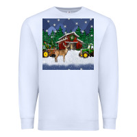 White christmas town and farm tractor seamless pattern Premium Sweatshirt - BundleAndBundleShop