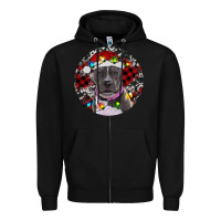 Black pitbull and buffalo plaid Zipper Hoodie - RanaPortraitStore