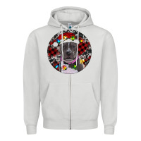 Dove Grey pitbull and buffalo plaid Zipper Hoodie - RanaPortraitStore