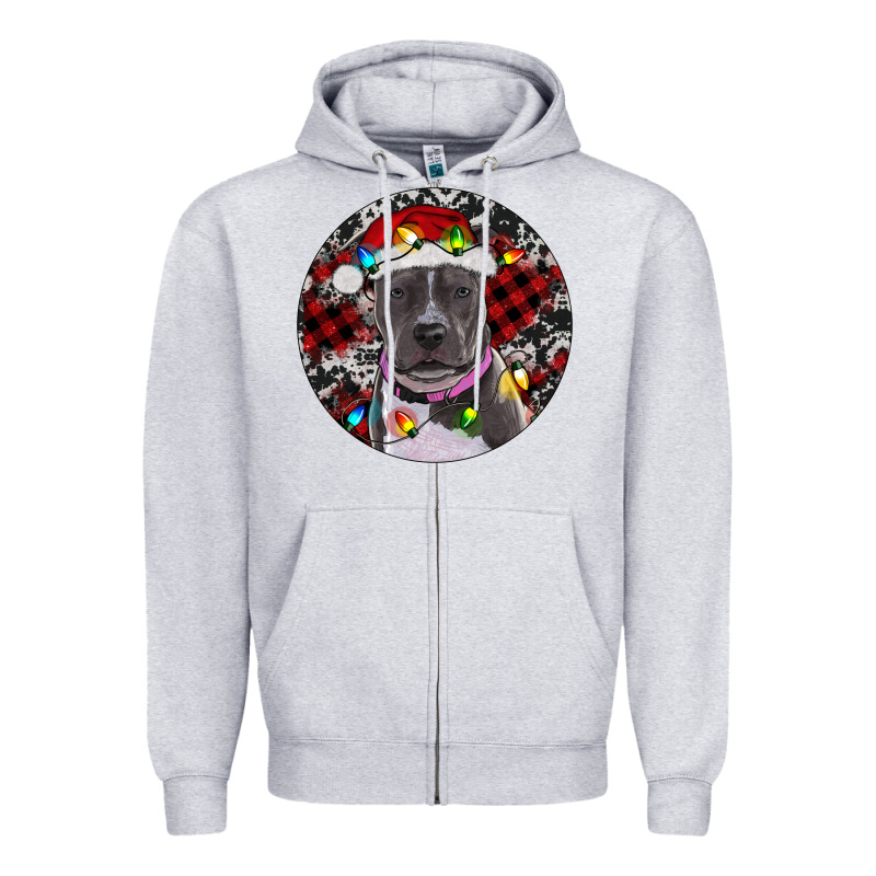 Pitbull And Buffalo Plaid Zipper Hoodie by RanaPortraitStore | Teevron
