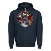Navy pitbull and buffalo plaid Zipper Hoodie - RanaPortraitStore